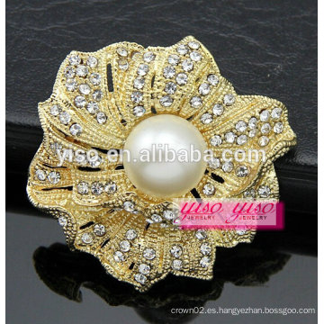 Cristal de oro o plata rosa broche de flores